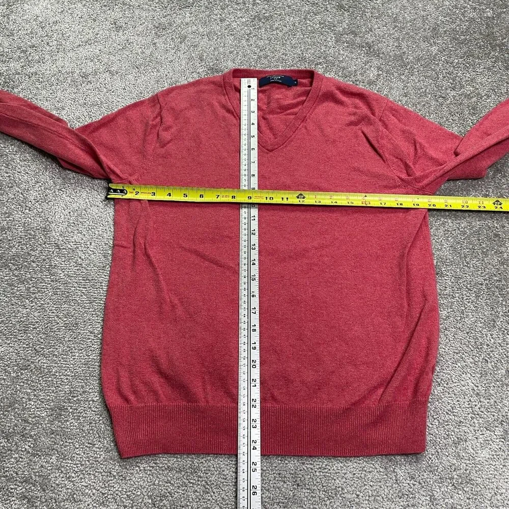 J.Crew Pullover Sweater Mens Medium Red V-Neck Cotton Cashmere Business Casual